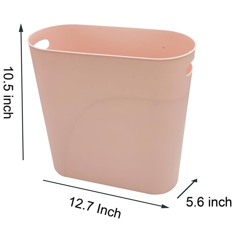 ROYFACC Small Trash Can Plastic Bathroom Wastebasket 3.2 Gallon Slim Garbage Container Bin with Handle for Home Kitchen Bathroom Bedroom Office, 2 Pack, Pink - Image 4